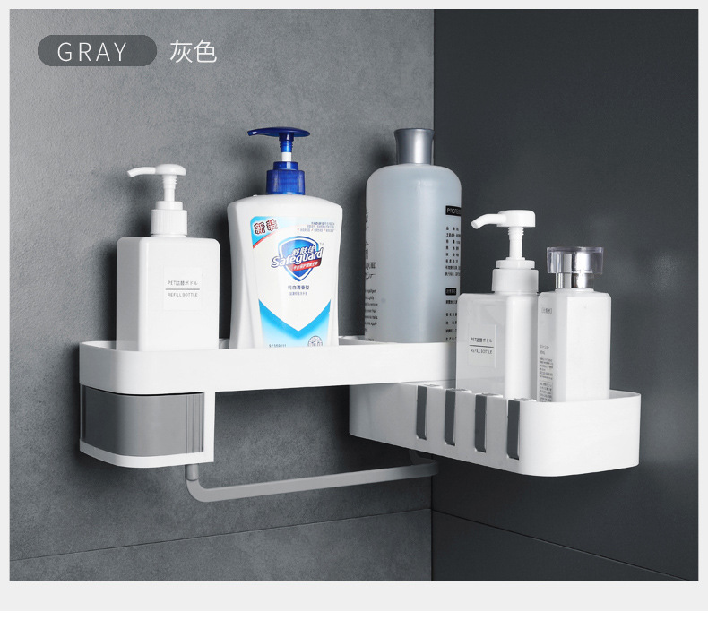Seamless, non-perforated bathroom storage rack, bathroom rack, seamless rotating storage rack, washbasin rack, flat-angle triangular storage rack pic 18
