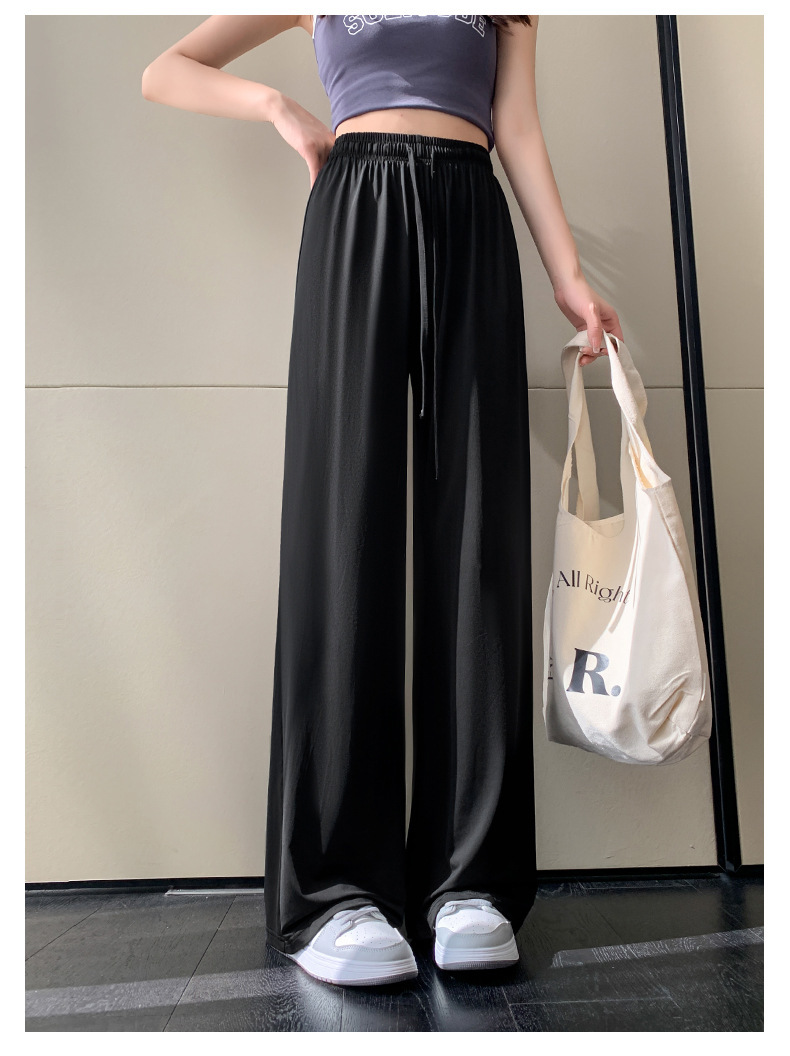 UPF50+夏季薄款冰丝运动裤女高腰宽松直筒休闲阔腿居家凉凉防晒裤详情22