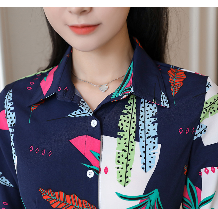 New spring and autumn Korean-style slim-fit shirt for women, long-sleeved printed striped trendy base layer, Hong Kong-style top for women pic 101