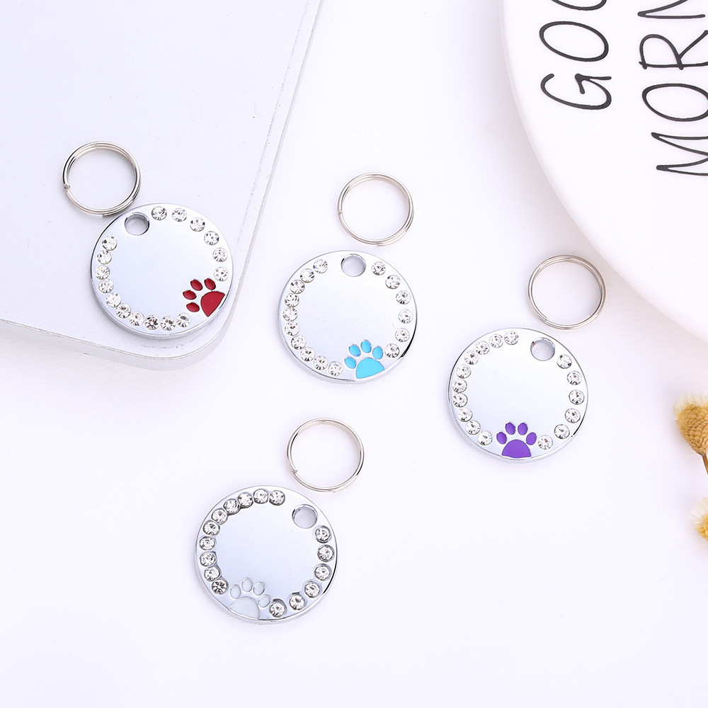 Pet accessories: Multi-color oil drip, foot print, pet dog tag, outdoor anti-loss engraved with diamond cat necklace pendant pic 13