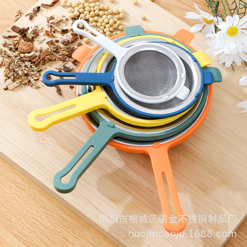 Soy milk strainer, 304 stainless steel strainer, oil-leaking frying ladle, kitchen noodle ladle, popular ins flour sieve pic 15