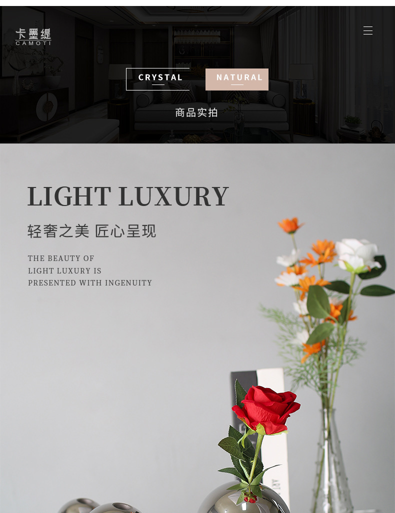 Modern and simple crystal vases, dry flower arrangements for the living room, Nordic light luxury flower vases, soft furnishings for the dining table, creative decorative items pic 24