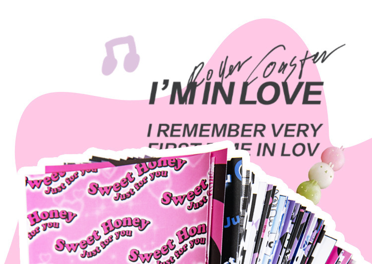 语闲无粘性素材纸 甜心电波甜酷系列可撕美式风手帐diy造景打底纸详情13