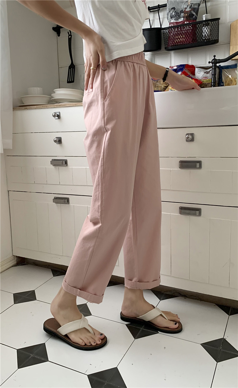 （花苞奶奶裤）百搭裤子夏季舒适松紧高腰宽松显瘦女休闲裤详情14