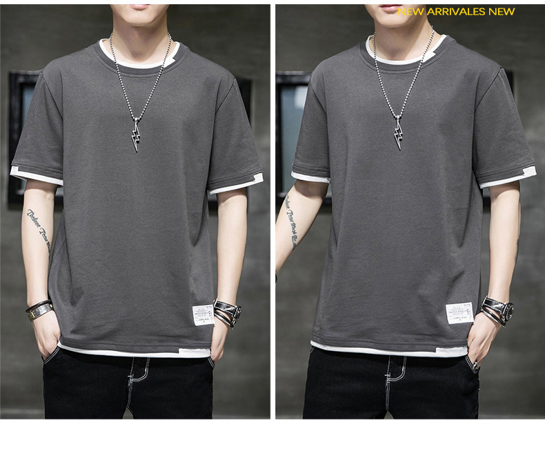 Short-sleeved T-shirt for men, Korean style, summer loose cotton T-shirt, cross-border new style, student bottom layer, half-sleeved shirt pic 19