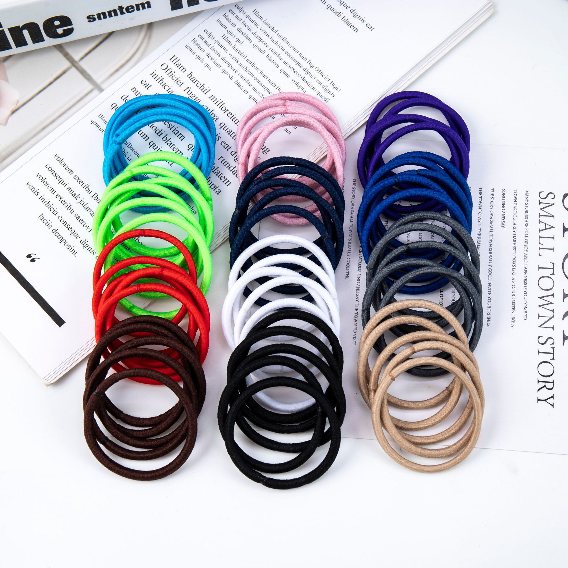 National trend series, retro solid color high-quality large intestine hair band, large intestine ring headwear, large rubber band pic 8