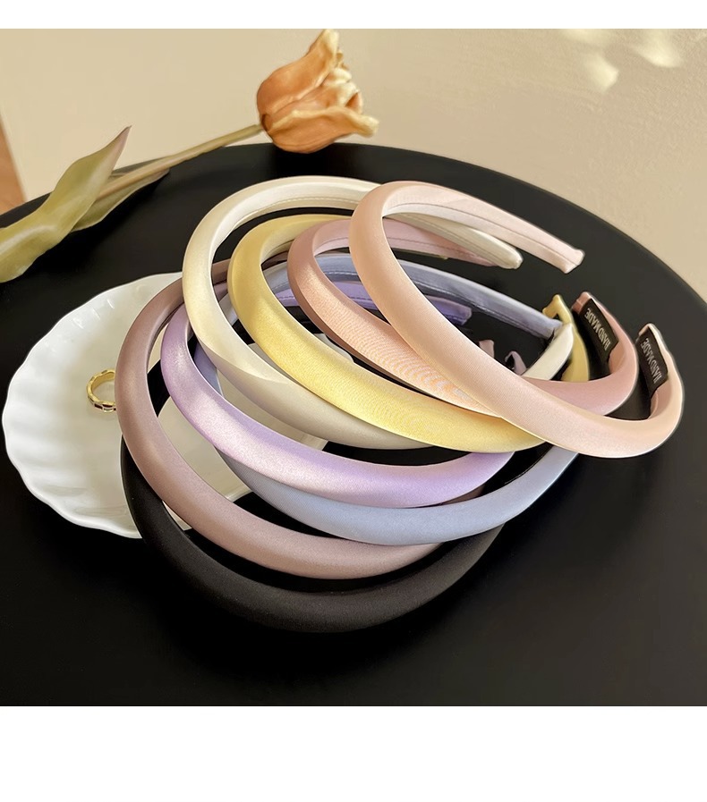 Spring new solid-color satin hair band for women, high head pressure headband, high-end and light luxury hair tie and hairpin headwear pic 20