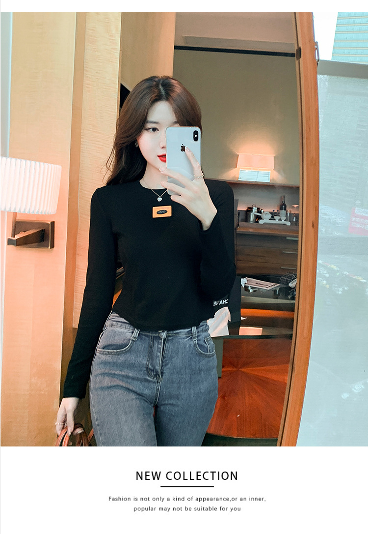 打底衫女内搭秋季2022年新款修身显瘦短款上衣洋气长袖打底小衫潮详情37