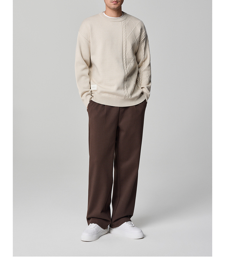 墨麦客男装肌理拼接男士毛衣2024冬季新款圆领套头针织衫男21957 pic 20