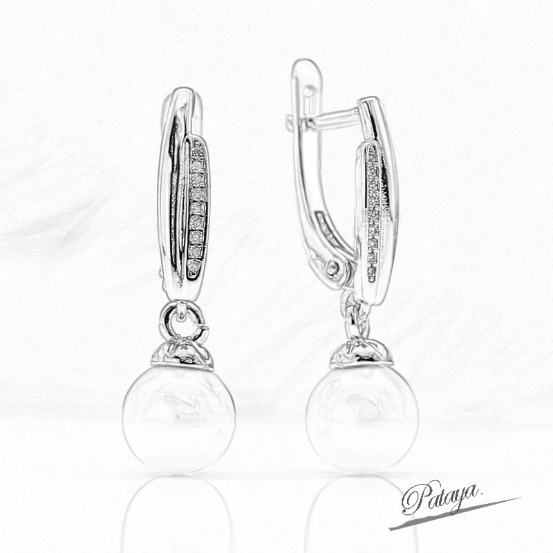 PATAYA585 rose gold real gold electroplated pearl earrings, cross-border Amazon micro-set zircon long earrings pic 6