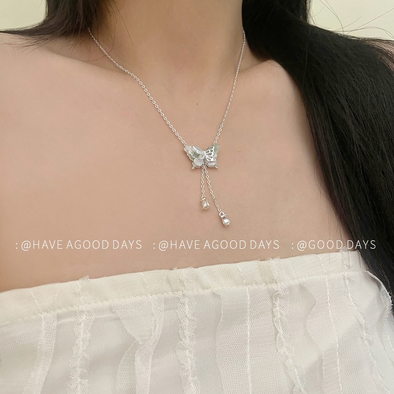 超仙少女蝴蝶流苏锆石项链女小众设计感轻奢时尚百搭锁骨链配饰详情17