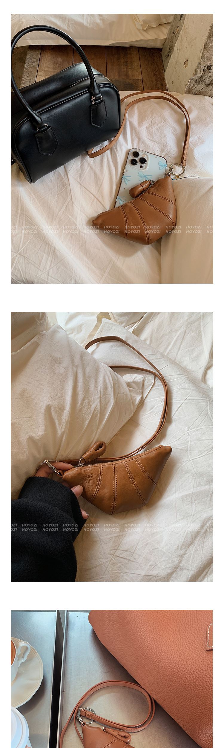 【小优家包包】PU超柔软皮牛角包零钱包卡包挂脖包包女款mini小包详情10