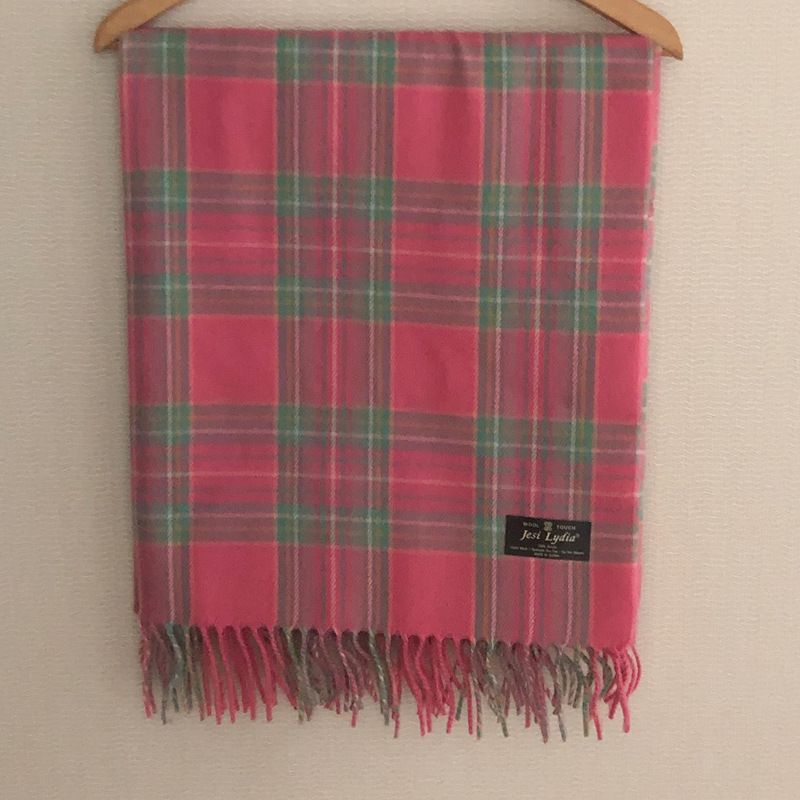 Korean style pink checkered scarf imitating cashmere winter purple scarf 2022 autumn and winter new style widened scarf shawl pic 33