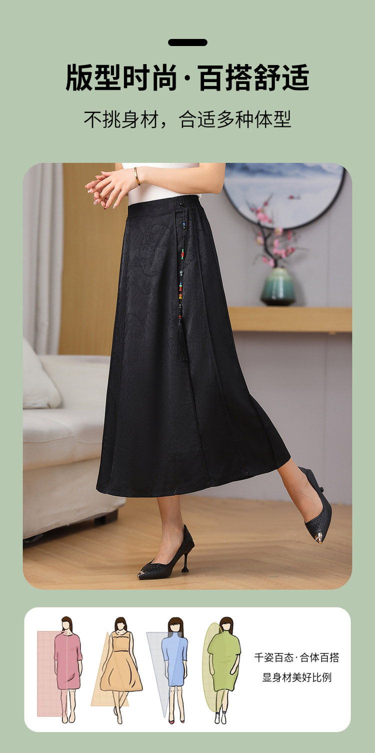 中老年中国风提花复古半身裙女士夏季2024新款中年妈妈半裙马面裙详情3