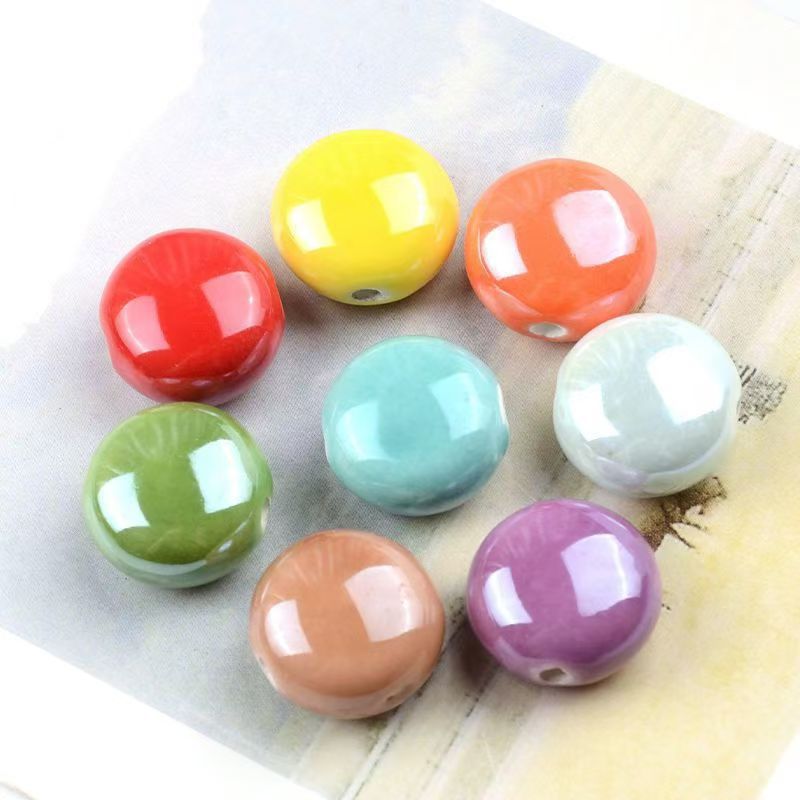 Simple and colorful ceramic pearlescent surface fish five-petal flower beads scattered beads diy handcrafted beaded bracelet decoration accessories pic 23