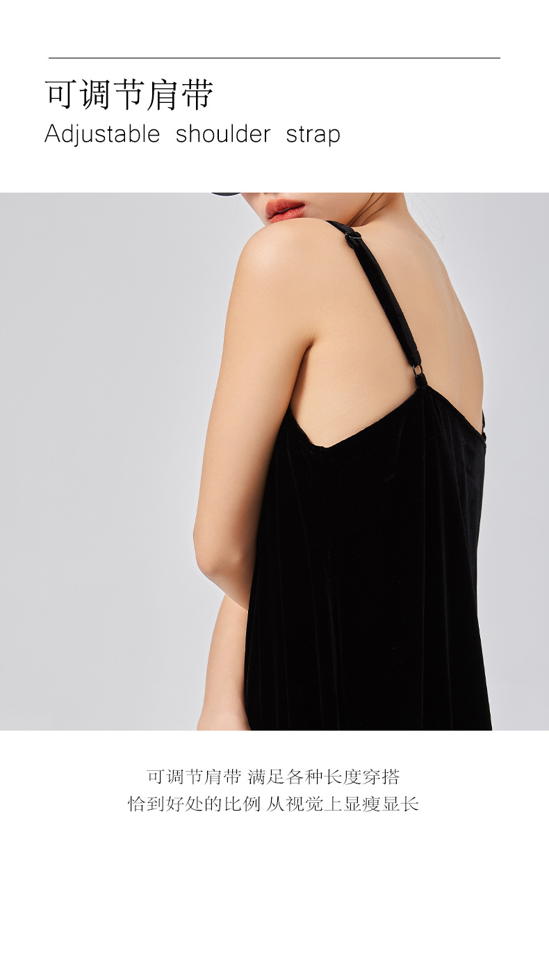 Loose mulberry silk dress, black design sense halter dress, silk velvet halter dress. The robe can be worn outside pic 10
