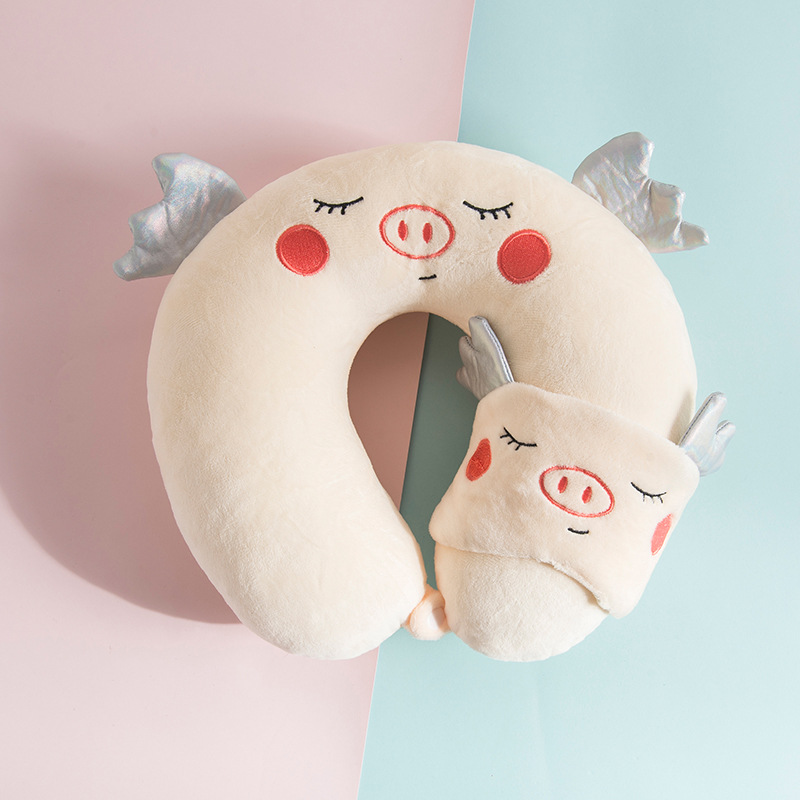 Factory direct sales of pig cartoon U-shaped pillows, business travel treasure pillows, eye mask pillows, travel neck pillows, travel pillow gifts pic 5