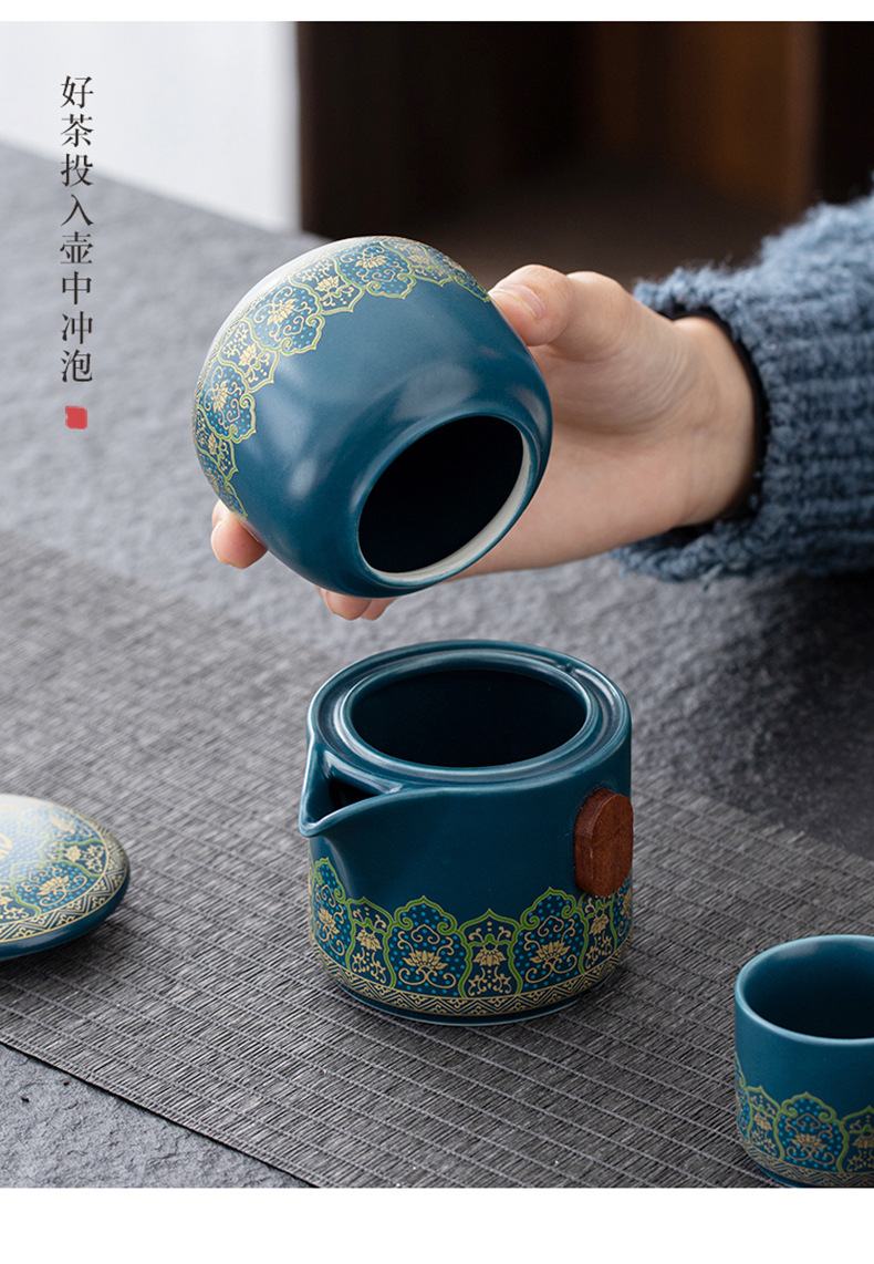 Tea set, home living room gift box, modern and simple kung fu ceramic teapot, tea tray and tea cup complete set pic 11