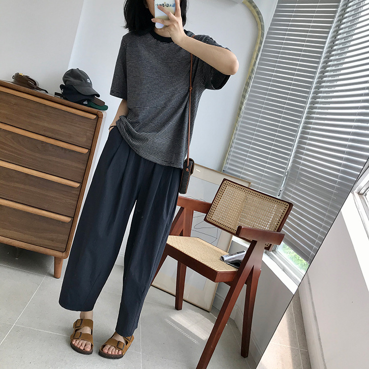 巨百搭轻薄透气酵洗棉小个子奶奶裤九分宽松显瘦休闲裤女夏季薄款详情44
