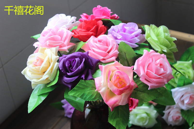 仿真花玫瑰花朵假花装饰仿真玫瑰花朵花球花墙插花花头材料绢花头详情71