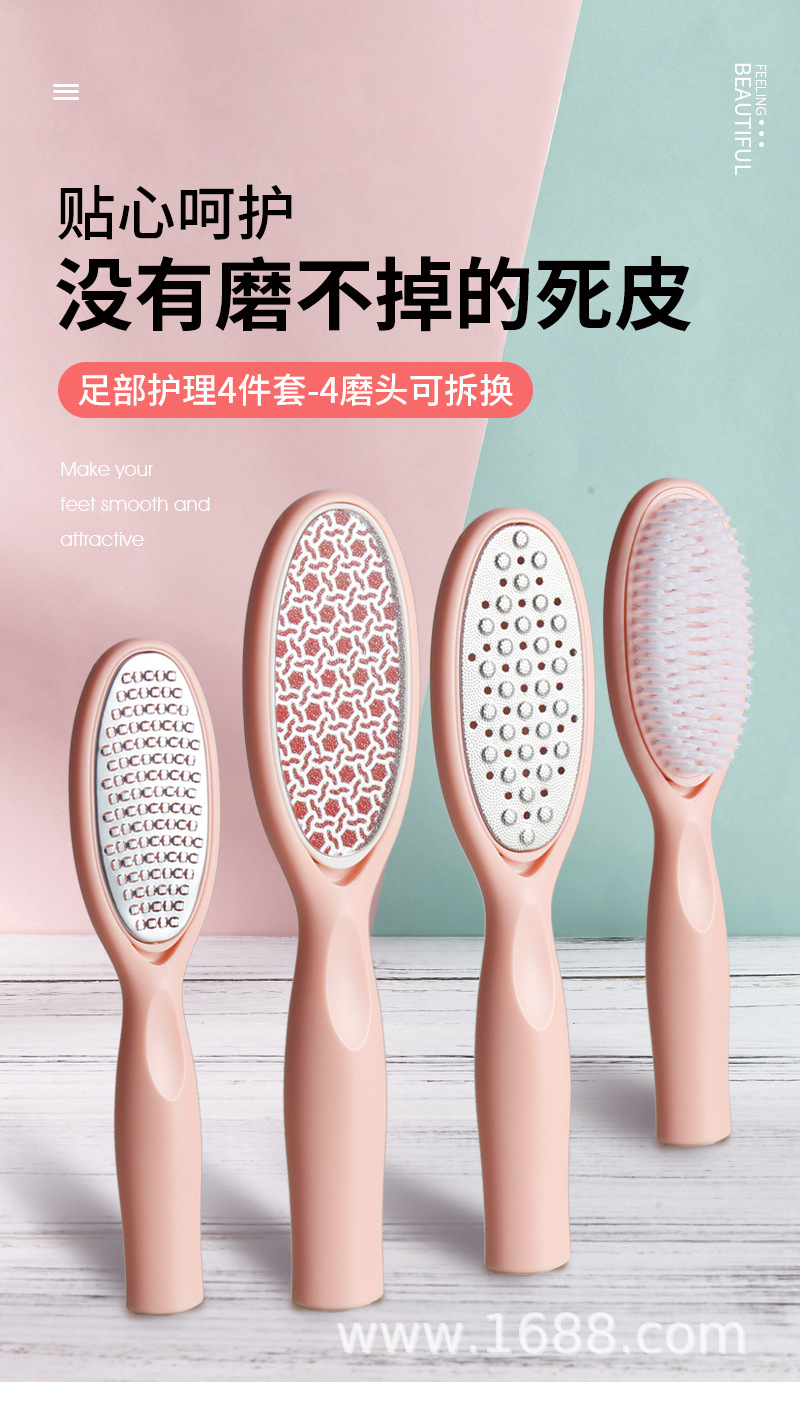 Nano glass foot scrubs 4-piece set in factory stock. A perfect tool for removing dead skin, calluses, and keratin, as well as for grinding, filing, and brushing feet. Exclusively for export pic 2