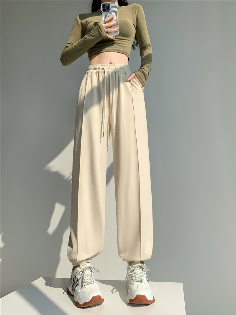(Glutinous rice wide-leg pants) High-waisted, sagging, straight-leg wide-leg floor-length pants with a design sense, grey casual pants, trendy ins pic 28