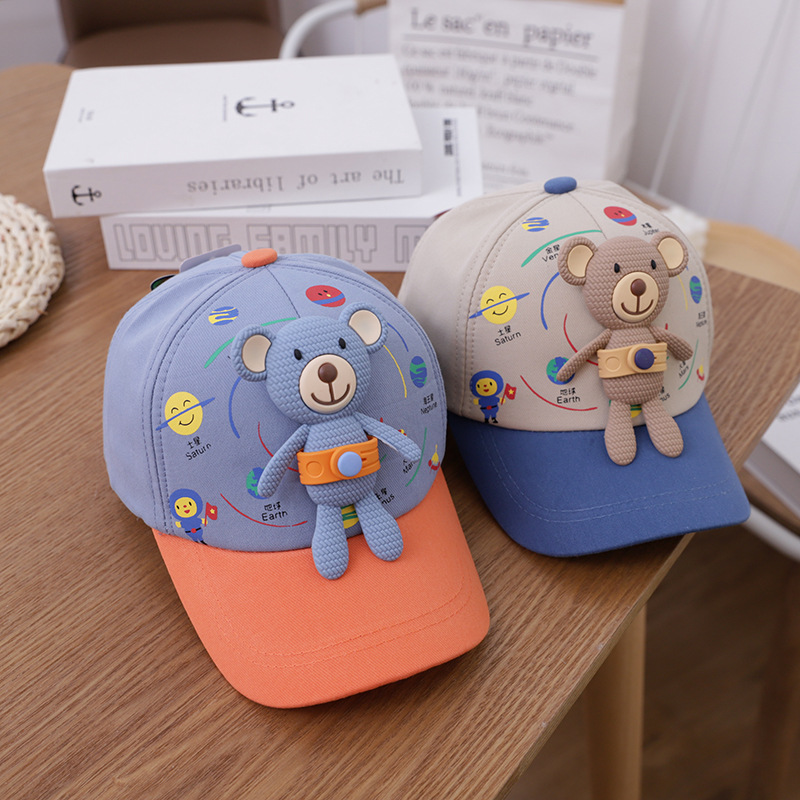 Korea cute bear kids baseball cap primavera nuevo estilo desmontable oso bebé sombra dutch tong cap wholesale tide pic 6