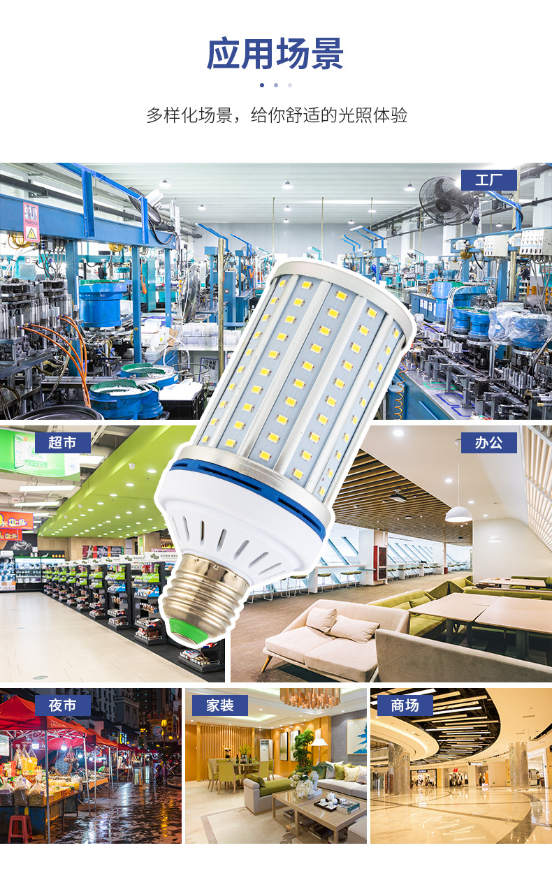 High-brightness aluminum profile LED corn bulbs, aluminum alloy garden street lamps, Chinese lighting project, household and factory lighting pic 11