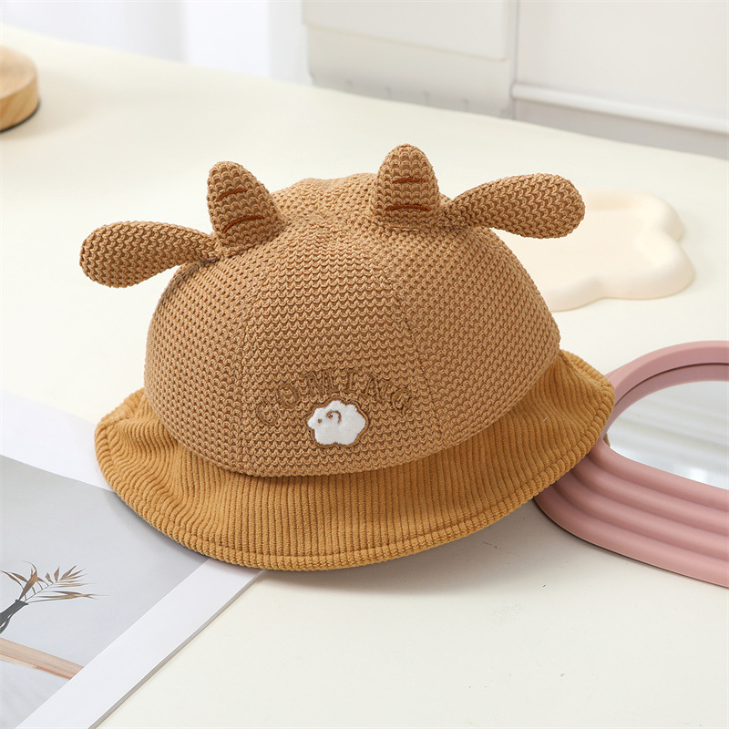 宝宝帽子秋冬新款可爱卡通动物渔夫帽春秋季男童婴幼儿灯芯绒盆帽详情10