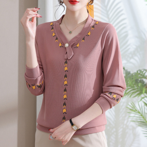 New fashionable chiffon short-sleeved T-shirt for middle-aged and elderly mothers in summer, elegant top for middle-aged women, and trendy floral mini shirt pic 6