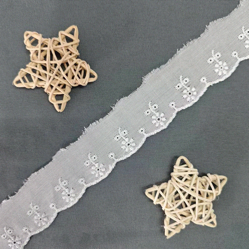 Wholesale of cotton embroidered lace, hollowed-out lace, embroidered skirt hem, clothing accessories, milk silk, perforated, barcode 2.5 pic 111