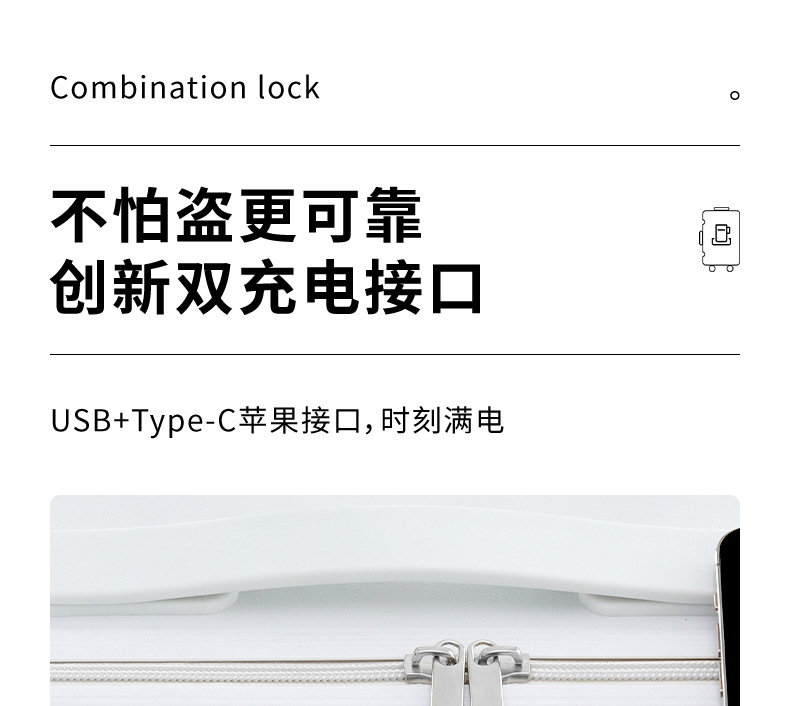 一件代发20寸前置开口行李箱男女新款多功能密码旅行箱拉杆箱批发详情24