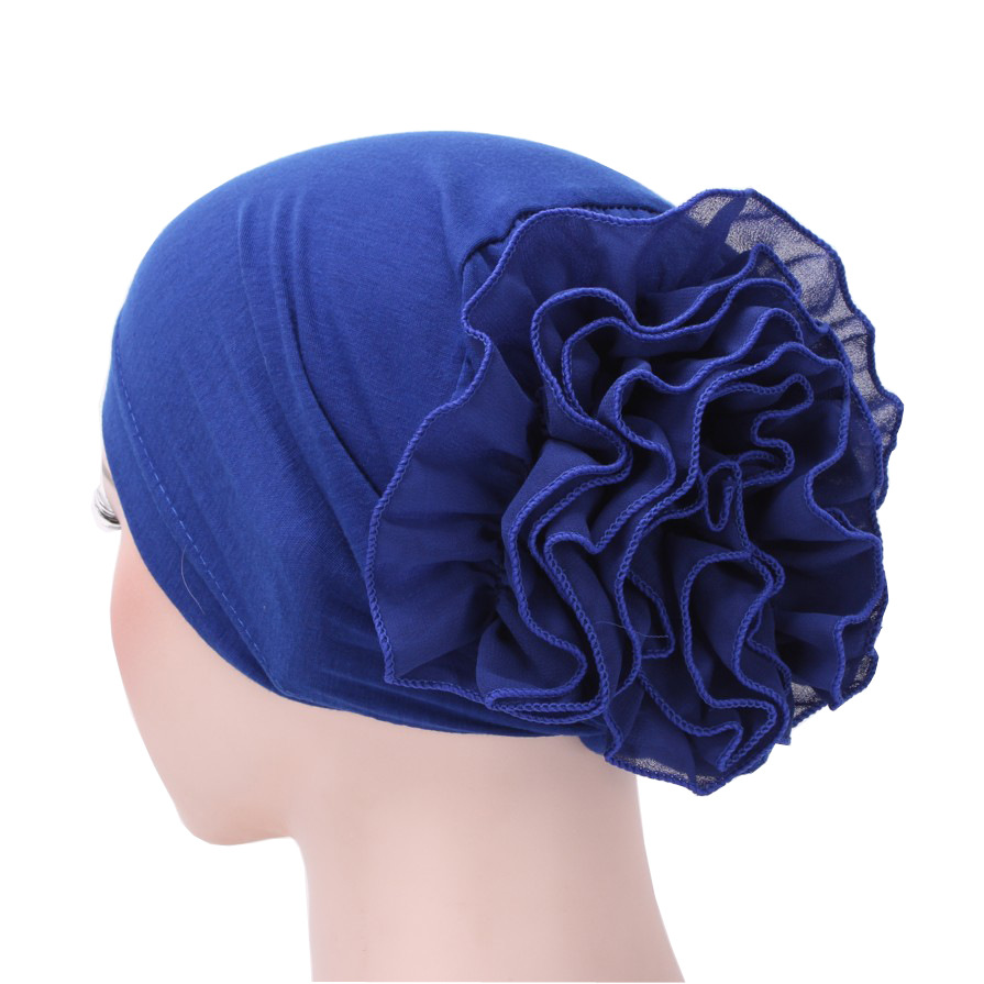 New single-color Muslim chiffon large-sized flower hats, headscarves and Arab headscarves for European and American export are in stock pic 6