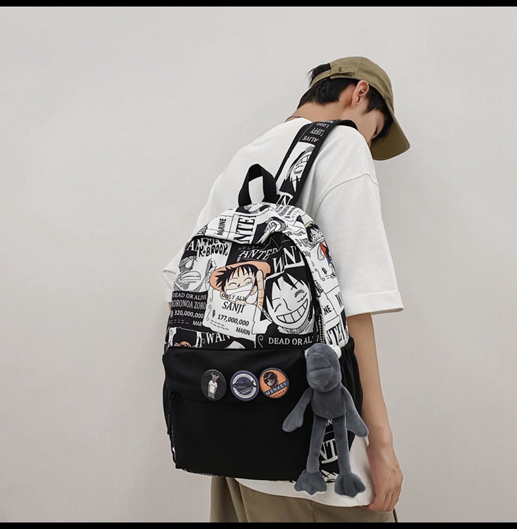 2023新款书包大容量时尚百搭双肩包初高中生情侣简约校园风双肩包详情23