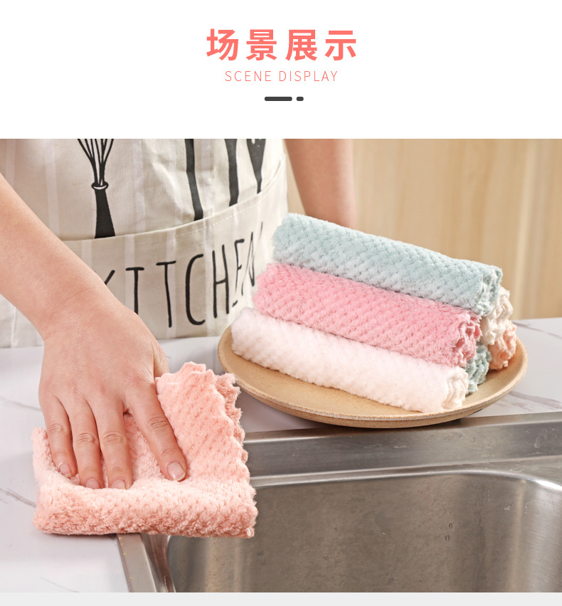 Factory direct sales [5 items] Teak solid color lazy dishcloths, household cleaning products, thickened kitchen cloths pic 6