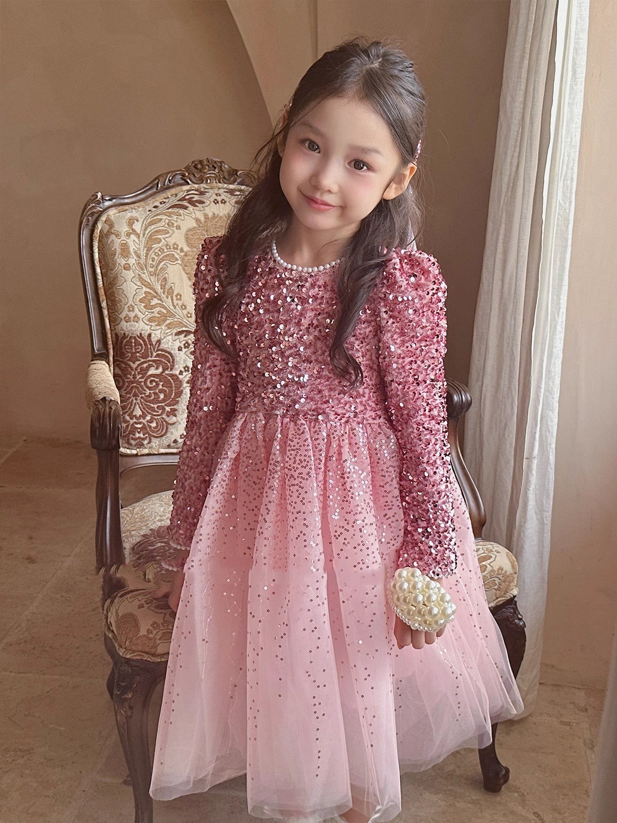 女童裙子亮片头纱加绒加厚超仙公主裙连衣裙2025冬装新款外贸童装详情17