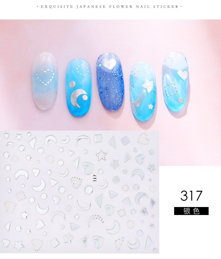 New Instagne-style star and moon nail stickers, Japanese and Korean waterproof and long-lasting gold-embossed 3d nail stickers and nail decals pic 19