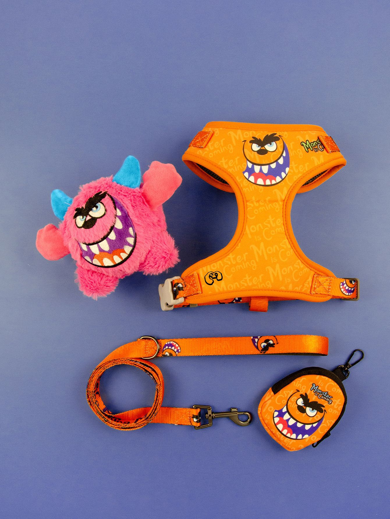 跨境工厂直发宠物胸背牵引绳毛绒玩具垃圾袋收纳包四件套万圣节详情8