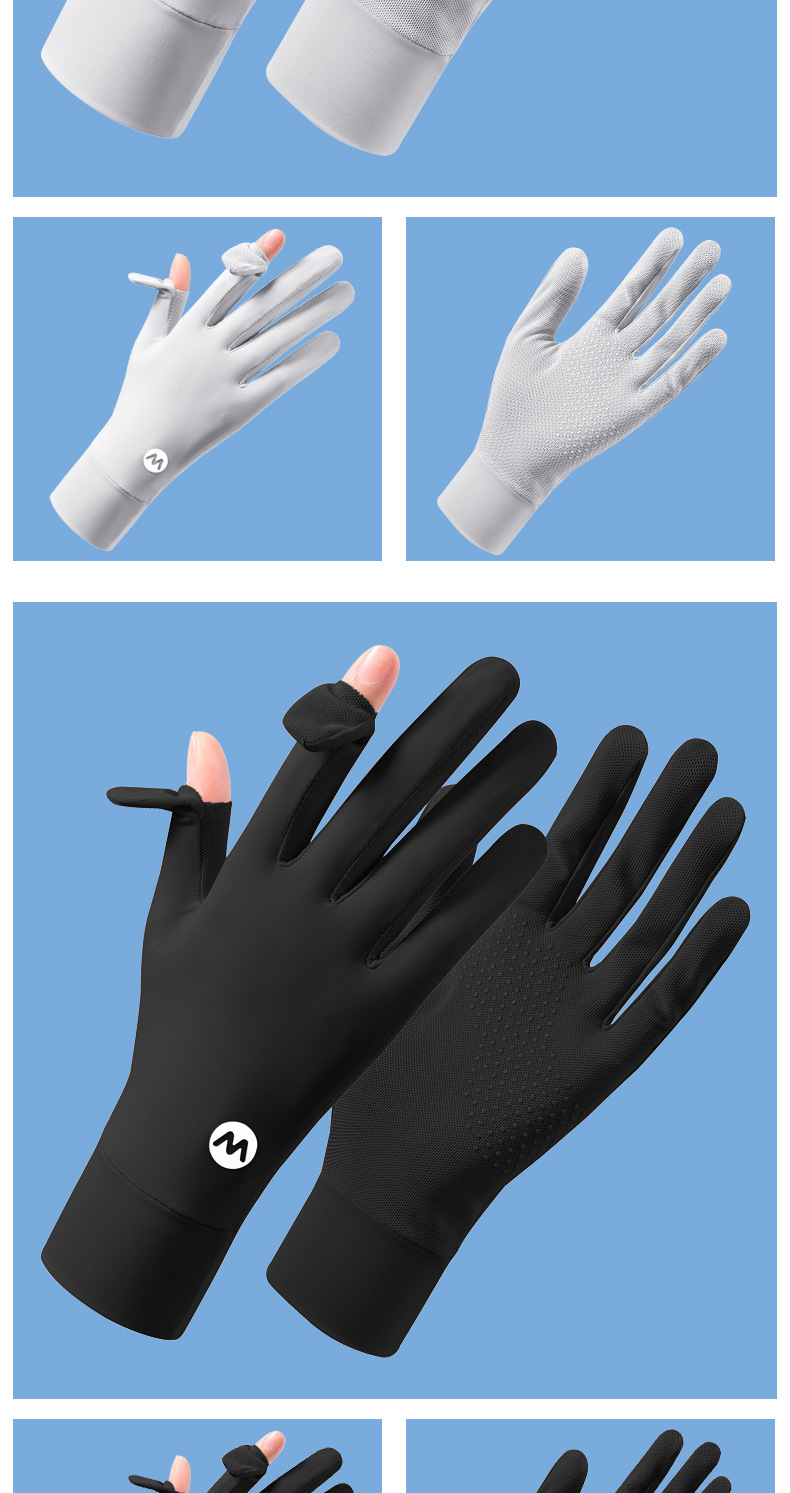 夏季防晒手套女士冰丝骑行薄款防滑透气美甲防紫外线露指夏天开车详情29