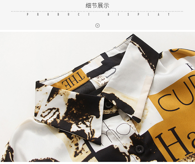 Hong Kong-style printed shirt for women, a niche design, a new 2020 early autumn style, stylish and retro Hong Kong-style chiffon long-sleeved top pic 20