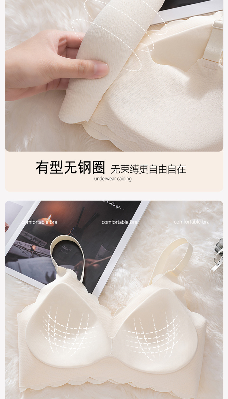 无痕女士内衣无钢圈运动薄款舒适调整型文胸聚拢大胸显小睡眠胸罩详情11
