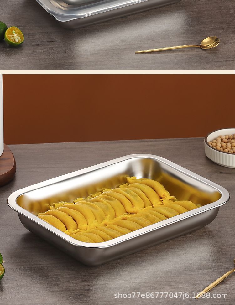 304不锈钢方盘带盖托盘菜盘餐盘烧烤盘长方形盘保鲜盒分装盒储存详情3