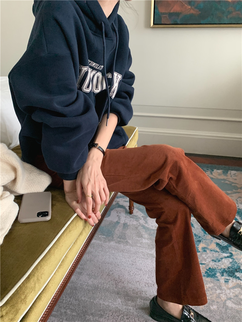 Letter-printed pullover with fleece hooded sweatshirt for women 2023 autumn/Winter new style Korean loose and versatile long-sleeved top pic 50