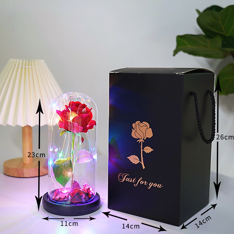 美女与野兽绒布玫瑰花灯玻璃罩灯 永生花小王子玫瑰花情人节礼物详情19