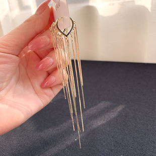 Zircon leaf earrings, long and elegant, versatile earrings S925, exquisite earrings design sense, beautiful stud earrings for women B460 pic 11