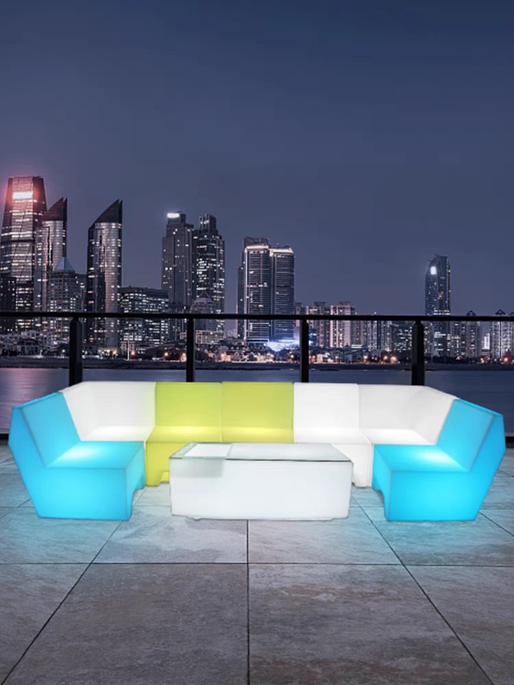 户外发光转角沙发茶几组合室外防水防晒庭院露天露台网红酒吧沙发详情4
