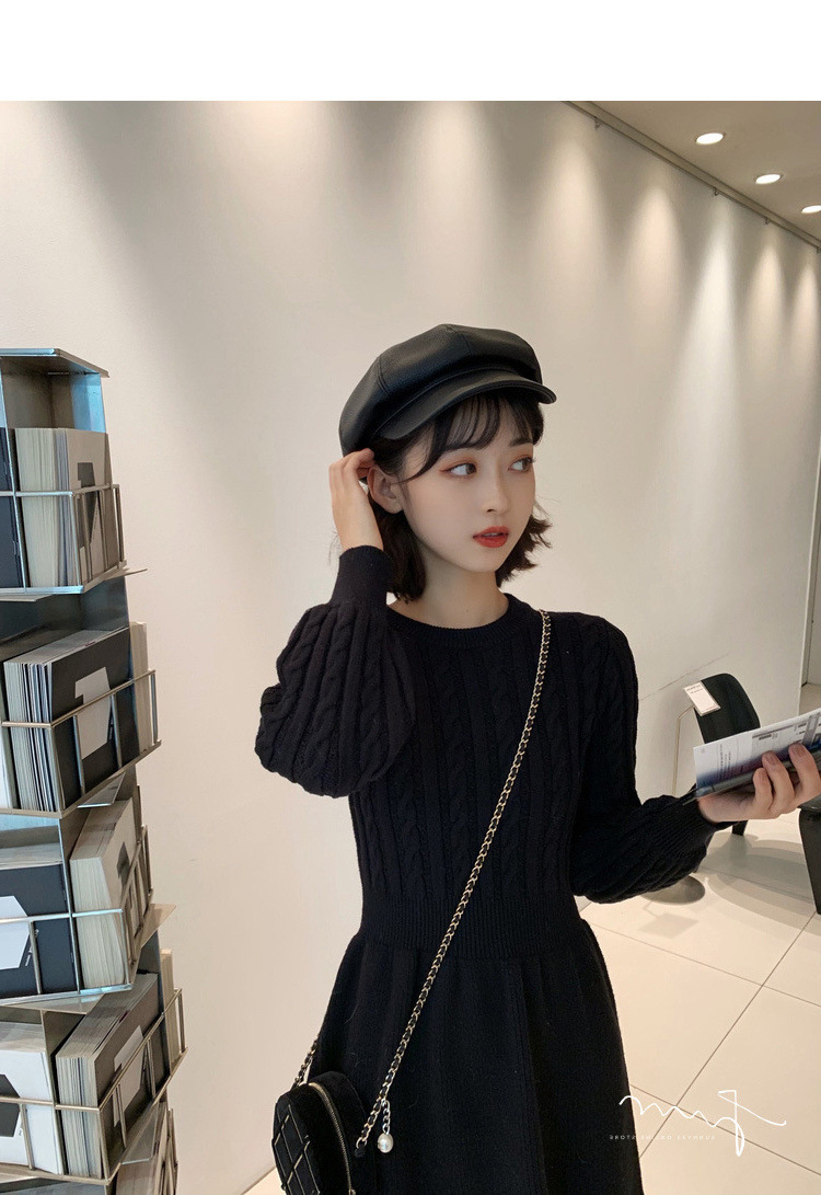 麻花拼接秋冬季连衣裙女高腰显瘦针织裙子现货批发新款女装详情20