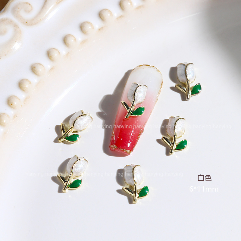 Wholesale of 2022 new high-color-retention light luxury nail diamond accessories with popular Chinese style and trend tulip flower ornaments. 03 pic 4