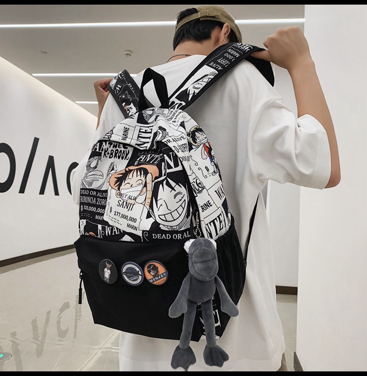 2023新款书包大容量时尚百搭双肩包初高中生情侣简约校园风双肩包详情21