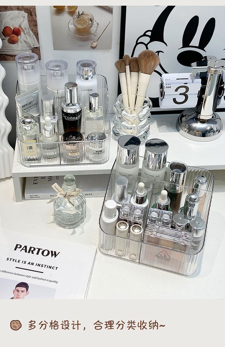 透明轻奢化妆收纳盒化妆桌收纳复古大容量超大号亚克力透明收纳盒水乳收纳详情4